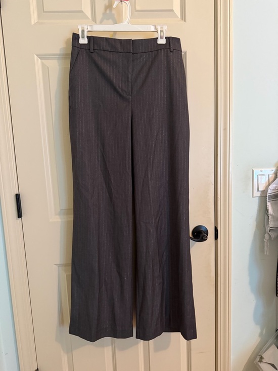 Donna Karan Pants - Donna Karan new york Classic Wide-Leg Pinstripe Pants - Dark Gray